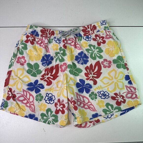 Vilebrequin Swim Trunks Men XXL Floral Mesh Lined Elastic Waist Drawstring Short - Picture 1 of 10